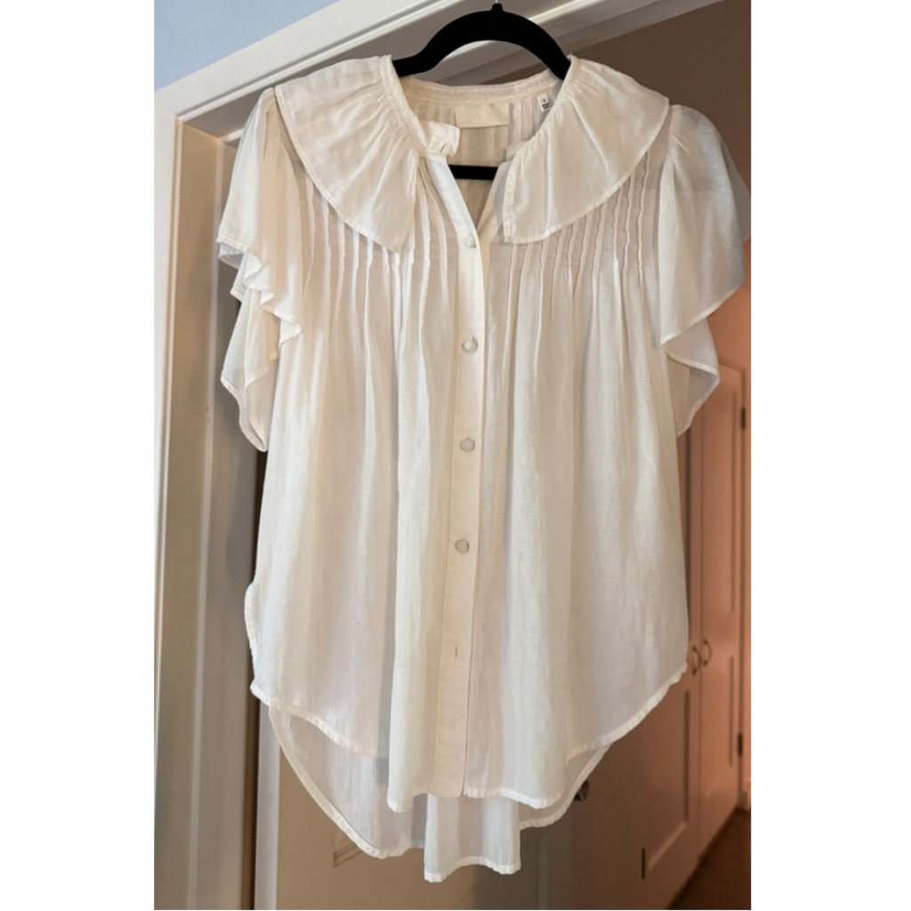 7 For All Mankind Soft White Pintuck Blouse